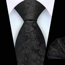 Set de 2 piezas que incluye corbata de 8cm de ancho con estampado de cachemir y flor y pañuelo a juego. Elegante accesorio de corbata de negocios de alta calidad para bodas, regalos familiares, Navidad o fiestas.