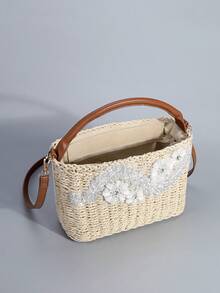 夏季新款时尚串珠绣花花手提包,女士时尚休闲草编沙滩包,海滩度假大容量单肩包,夏季轻便旅行必备草编斜挎包,适合度假、海滩、海边、游轮、约会、购物、送礼、节日、户外。 - 彩色 - 查看 8