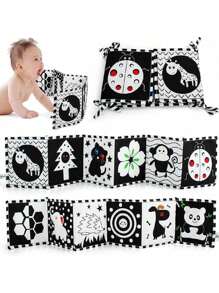 Newborn Toys, High Contrast Baby Books With Teethers, Black And White Infant Toys, Montessori Toys For 0-6-12 Months Early Brain Development, Sensory Learning Activity Gifts, Tummy Time Toystummy Time,Baby Toys,Baby Books
