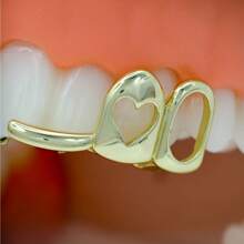 Heart-Shaped Grillz, Hollow Out Triple Layer Grillz With Heart Design, Fashion Accessories, Hiphop Grillz, In Stock