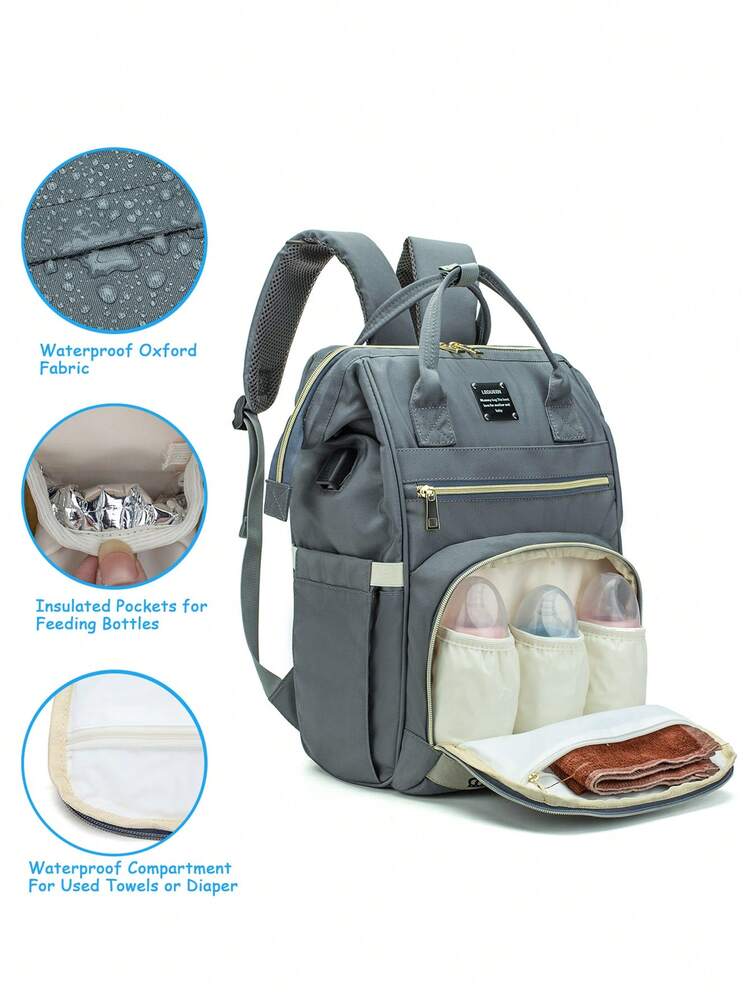 1pc Oxford Cloth Mummy Bag With Multiple Compartments, Large Capacity Maternity Diaper Bag For Traveling, Backpack Design Suitable For Pregnant Women - Multicolor - View 7