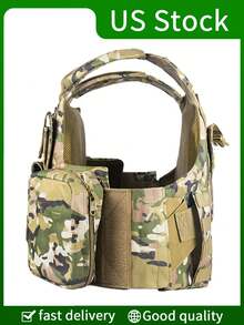 Áo vest săn bắn chiến thuật đa chức năng, túi ba băng đạn phía trước, có nhiều túi tiện ích, vải chống rách bền, thích hợp cho săn bắn, huấn luyện, sinh tồn ngoài trời, v.v. - Nhiều màu - Xem 5