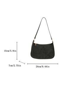 Random Lace Butterfly Decor Crescent Shoulder Bag For Women - Black - View 3