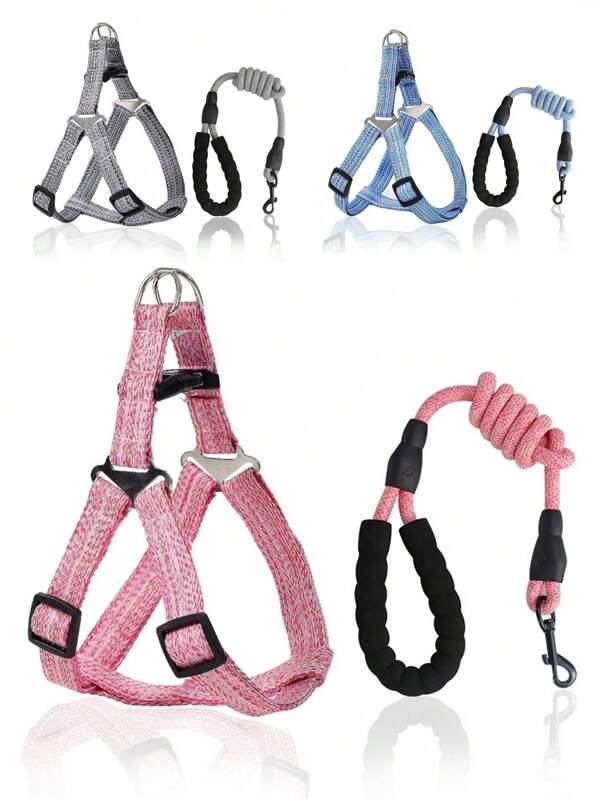 1 Set Adjustable Dog Harness And Leash Strap