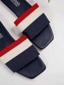 Sandals Women In Red, White, Dark Blue Stripes, Ribbed Summer Shoes, Flat Flat Flip-Flops, And Slippers Women Are Suitable For Daily Casual Outings, Vacations, Independence Anniversaries And Other Occasions