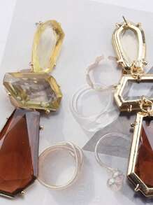 Pendientes de resina retro ZAA, nuevos pendientes de resina retro de color 2025 con resina transparente incrustada de forma irregular y exagerada
