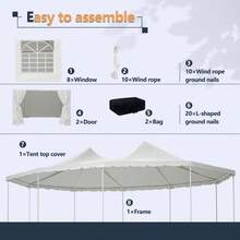 20x20 FT Party Tent With 2 Storage Bags & Removable Sidewalls, Outdoor Canopy Gazebo For Carport Camping Garden Wedding BBQ Commercial - 29 x 21 FT - View 8