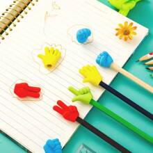 4 Colors (4 Pieces) Pencil Erasers Rubber Pencil Top Erasers Funny Pencil Eraser Toppers Rock Paper Scissors Erasers Pencil Top Erasers Cap Studying Supplies For Kids, Students, Teachers, School Supplies,Back To School