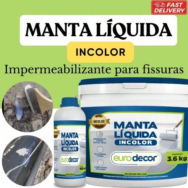 Impermeabilizante Incolor Manta Líquida 900ml Sela Fissuras e Telhados