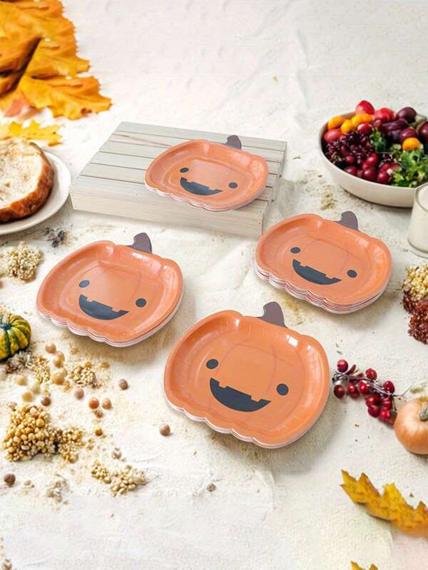 10 Stücke Halloween Kürbis Pappteller - Partygeschirr für Geburtstag, Tailgating, Bar/Bat - festliches Karnevals-Thema, keine Elektrizität erforderlich, Weihnachts- und Halloween-Festartikel