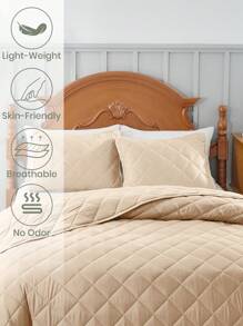 1 capa de cama de verão, roupa de cama, colcha aconchegante e fresca, colcha de verão com xadrez diagonal bege, colcha com ar-condicionado, roupa de cama macia e respirável, colcha fina confortável e suave para a pele, decoração de quarto, adequada para camas de solteiro, casal, king, queen de todos os tamanhos, adequada para o verão, capa de cama macia e leve para dormitório, tecido para casa, lavável à máquina, presente de Natal perfeito, temporada de volta às aulas
