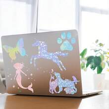 36 Sheets A4 Holographic Paper Sticker Transparent Waterproof Self Adhesive Film 11.X 8.3 Inches (Gem,, Colorful,) - 寶石,圓點,蝴蝶,網格,沙星,風車 - 查看 2