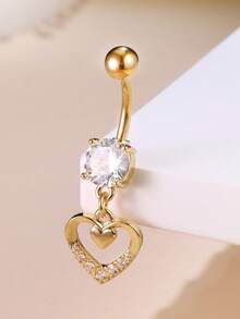 Leocuci 2个装水滴形肚脐环，14G不锈钢材质，女士肚脐穿刺饰品，肚脐环