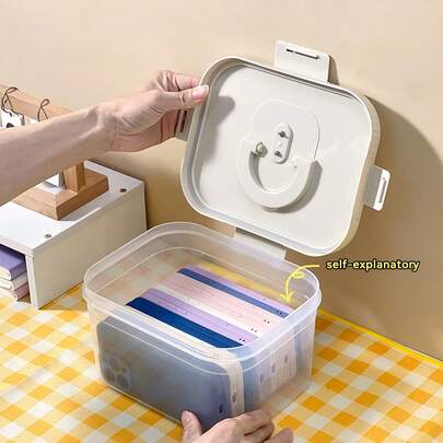 1/2 2800/3700 ml Boîte de rangement pour téléphone en plastique transparent avec couvercle et poignée, organisateur de bureau portable grande capacité, boîte de rangement étanche à la poussière pour étui de téléphone, rangement empilable multifonctionnel pour la maison, le bureau et le dortoir