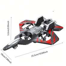 1pcs Foam Remote Control Airplane Fighter, Suitable For Beginners, Suitable For Indoor And Outdoor Use, Headless Mode, USB Charging, Red | Blue, Perfect Gift For Boys And Girls Christmas, Halloween. - 紅色 - 查看 6