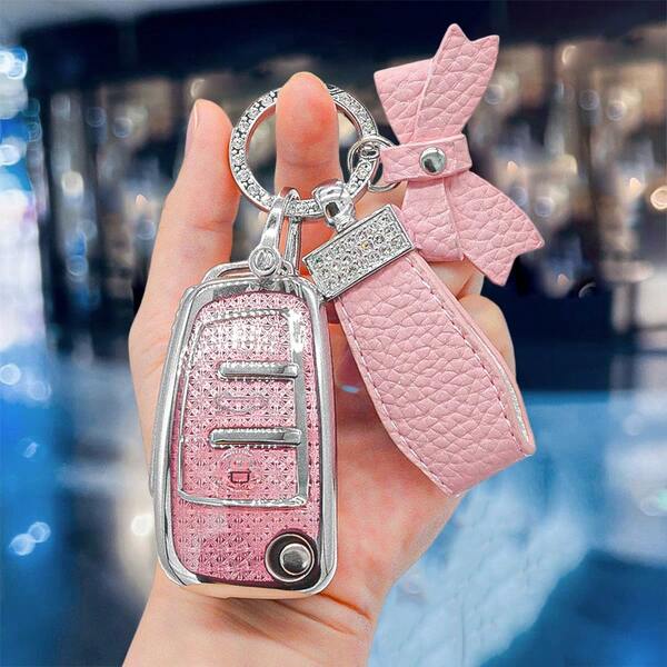 [جديد] غطاء مفتاح السيارة 1 قطعة من الغلاف الواقي الناعم من TPU للحماية الكاملة لأودي A1 A3 A4 A5 A6 A7 S3 S7 S8 R8 Q2 Q3 Q5 Q7 Q8 C5 C6 TT RS3 RS6، مقاوم للسقوط والغبار، حقيبة مفاتيح فاخرة ومميزة مناسبة للنساء