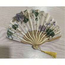 带流苏的水墨画手扇 - 便携式舞蹈扇，优雅的手持配件 - 手持扇 - 装饰艺术照片背景