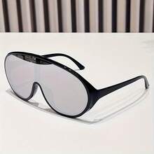 Women's Retro Large Frame Round Fashion Glasses - Metal Frame With Acetate Lenses, Retro Oval Shape, Metal Texture Suitable For Parties And Daily Wear, Fashion Statement, Party Accessories, Large Glasses, Metal Glossy Glasses - 豹紋 - 查看 5