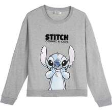 Lilo Y Stitch 男孩和女孩的針跡運動衫 - 柔軟、舒適、溫暖的棉質兒童服裝，帶有著名針蹟的有趣設計 - 無帽圓領運動衫，非常適合上學或運動 ⚫ 免費送貨 ✅ 24/48 小時內送達西班牙（半島） - 灰色 - 查看 3