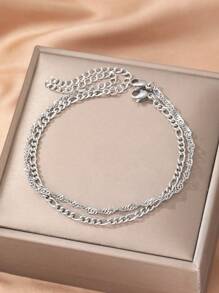 2 pièces Bracelet en acier inoxydable à chaîne de mode minimaliste pour femmes, à porter au quotidien