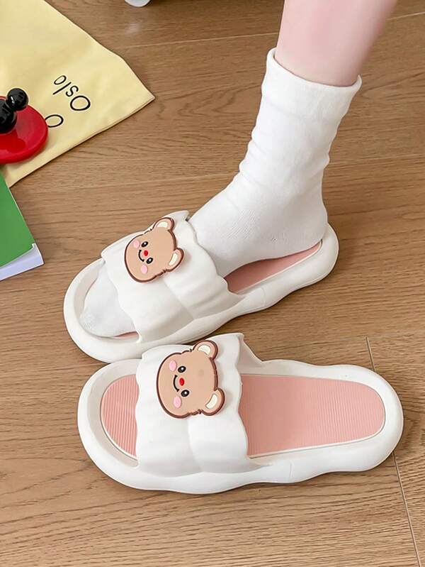 New Little Bear Women's Summer Casual Slippers For Indoor And Outdoor Use, Comfortable, Stylish, Slip-Resistant, Perfect For Students And Dorms, Cute And , Feels Like Walking On Poop