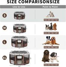 Dog Playpen 55" Portable Pet Play Pens For Medium Large Dogs, Foldable Exercise Kennel Tent Crate Indoor/Outdoor Travel Camping, Removable Top/Bottom (55"X55"X30"), 8 - Rust Brown - View 8