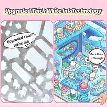 1 本大型景观贴纸书，微型场景贴纸书，手工 DIY 拼贴纸，适合生日礼物，笔记本配件装饰，PET 透明材质，适用于多种场景学校用品，返校