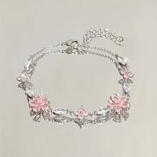 1 件樱花蝴蝶结锆石装饰手链，适合日常佩戴