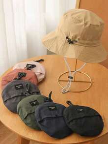 1 Piece Of Foldable Storage Bucket Hat For Men And Women, Sun Protection Hat, Windproof Drawstring Adjustable Sun Hat, Outdoor Sports Waterproof Quick-Drying Hat, Decorative Beach Hat, Women's Hat