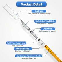 QIANCHUAN 3 PCS Exacto Knife, Hobby Knife, Craft Knives With 30 PCS Spare Exacto Knife Blades(#11),Profession Craft Knifes For Crafts, Arts, Modeling, Scrapbooking, Stencil By XEKIGU, AK0103