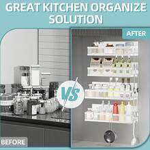 Magnetic Spice Rack Refrigerator, 3 Pack Magnetic Shelf Refrigerator, Movable Magnetic Basket Is Used Side Storage In Ovens, Microwaves, Or Washing Machines - trắng - Xem 5