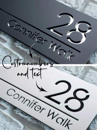 1pc Customized Acrylic House Number - Personalized House Number And Address As Well As Nameplate, Available In Gold And Silver, With 3D Letters - Suitable For Homes, Offices And Events - Waterproof Design - Can Be Installed On Home And Commercial Decorative Signboards. Weather-Resistant Wall Installation Design, Suitable For Both Indoor And Outdoor Use, No Wiring Required. It Is Suitable For Home, Office, Hotel And Apartment Decoration