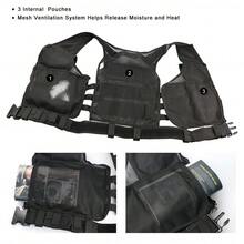 Military Tactical Vest Molle Adjustable Army Assault Combat Carrier Black - Breathable, Quick Release, Adjustable, Water-Resistant, And Reflective - Ideal For Outdoor Adventures, Camping, Hiking, Fishing, Training, And Travel - 黑色 - 查看 9