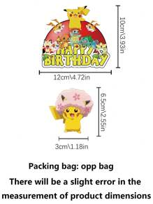 pokemon Pokemon Pikachu-Themed Birthday Party Supplies, Pokemon Flag Balloon Cake Stick Decoration Set, Party Decoration Items, Cake Decoration