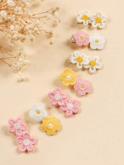 7pcs/Set Cute Mini Pink Flower/Sunflower Princess Hair Clips, Baby/Girls Hair Accessories Suitable For Photography, Wedding, Party, Daily Wear, New Year, Valentine's Day, Back To School