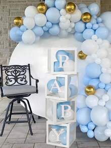 Hộp trang trí tiệc chào đón em bé trong suốt 25cm, thích hợp cho tiệc chào đón em bé, tiệc tiết lộ giới tính em bé, sinh nhật đầu tiên của bé trai hoặc bé gái, đám cưới, lễ đính hôn, lễ kỷ niệm, Giáng sinh, phòng trẻ em, tiệc bãi biển, trang trí nhà cửa và các dịp đặc biệt khác cần trang trí và làm đạo cụ chụp ảnh. - trắng - Xem 5