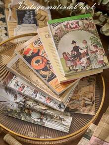 60pcs/Pack Vintage Floral & English Text Memo Pads, 6 Designs, Suitable For Journaling, Scrapbooking, Back To School