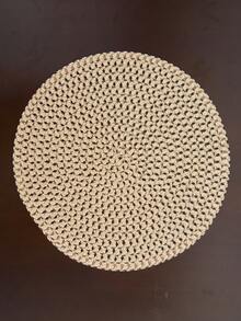 1 Stück runde Platzmatte im Boho-Stil, braune Linie gewebt mit kleinem Ausschnittsdesign, rutschfeste Untersetzer für Küchentische, geeignet für Feiertage, Geburtstage, Hochzeitsessen, Heimdekoration