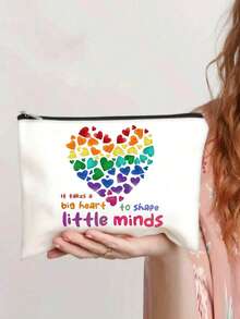 教师答谢礼物 - “大心，小头脑”拉链化妆包 | 送给老师的完美感谢化妆包 | 返校旅行必备品 假期 暑假 返校 学校用品包 学校洗漱包 旅行