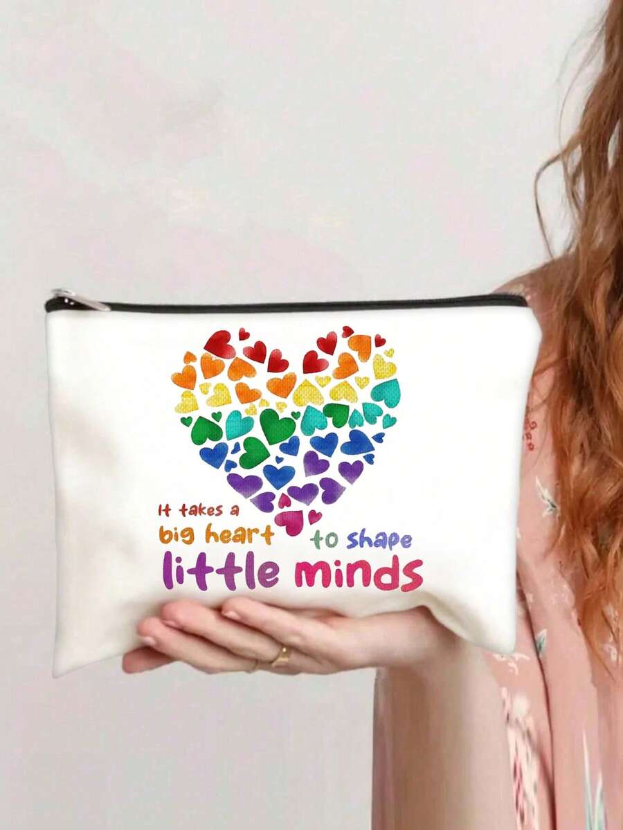 教师答谢礼物 - “大心，小头脑”拉链化妆包 | 送给老师的完美感谢化妆包 | 返校旅行必备品 假期 暑假 返校 学校用品包 学校洗漱包 旅行