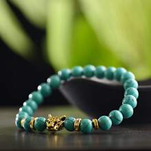 Gold Leopard Head Bracelet For Men Fashion Male Punk Blue Weathered Volcanic Lava Stone Bracelets Jewelry - Multicolor - View 12