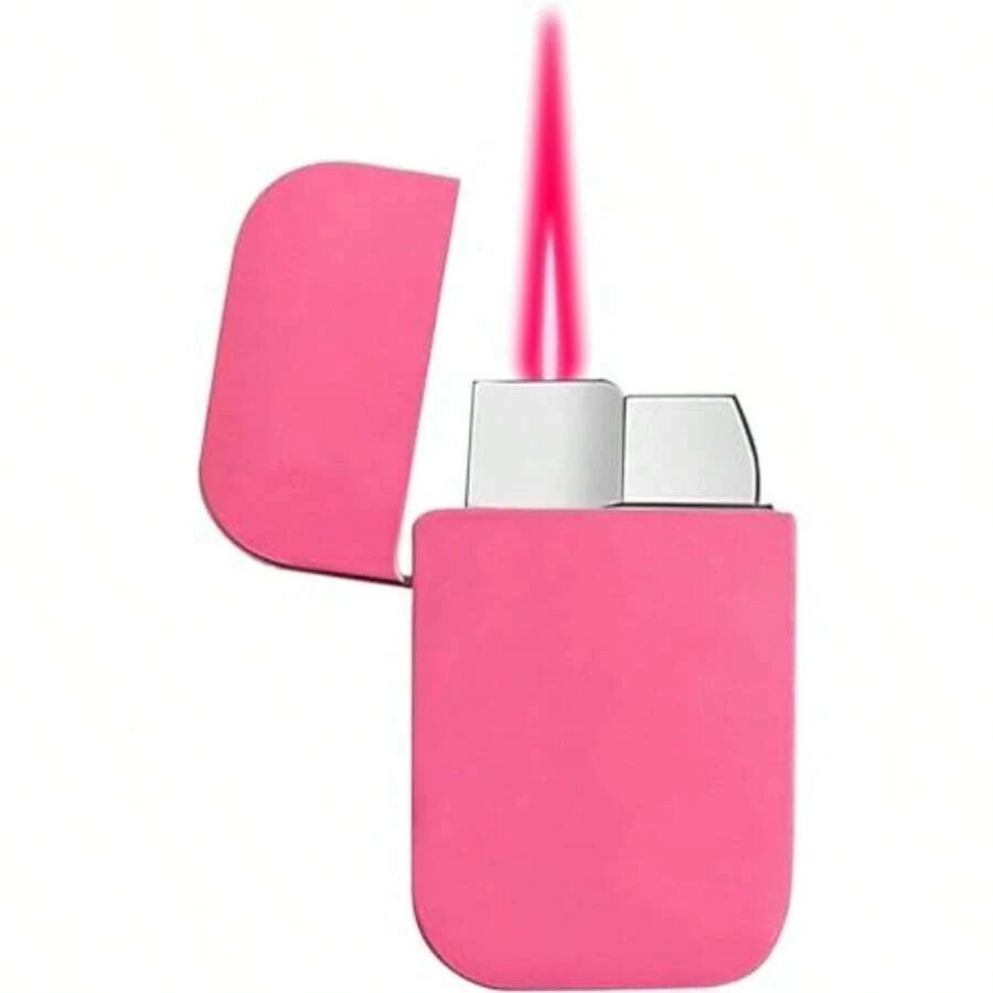 Torch Lighter Pink Flame Lighter Cute Pink Glitter Torch Windproof Cool Lighter Metal Refillable Butane Lighter Outdoor Indoor Camping Candle Birthday Gift Without Butane-Local Delivery - Hồng - Xem 1