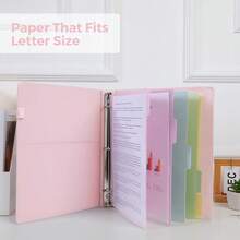 Neww  3 Ring Binder  Clipboard,1 Inch Binder, 13.2" * 10.2" PU Clipboard Binder  Notepad & 5 Dividers  5 Pockets, Labels, Clipboard Folder Great For School Office(Fit Letter Sized Paper) - Pink Letter Size - 1 Inch - View 4