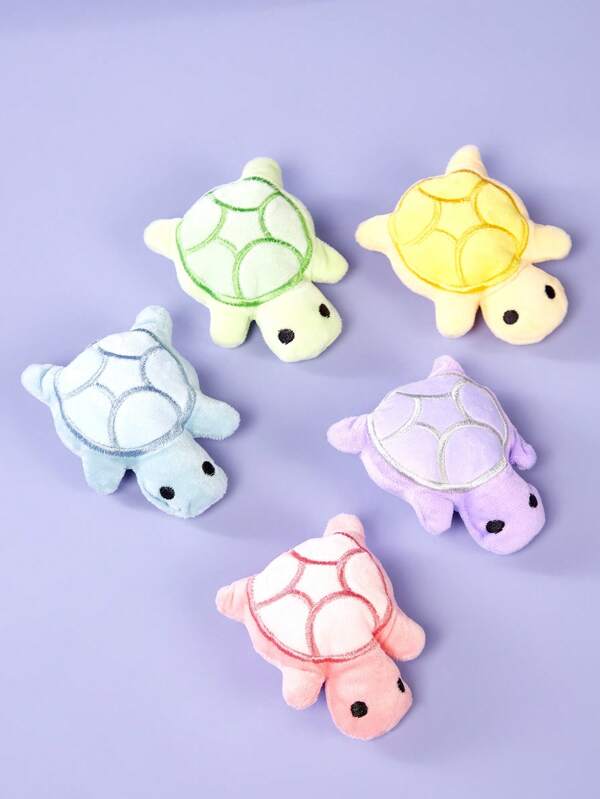 PETSIN 1/5 piezas Mini muñeco de peluche suave y seguro de tortuga/perro con sonido, juguete para masticar beneficioso para la salud dental, apto para cachorros y razas pequeñas de perros, sin pilas