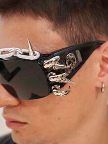 1 pieza Cadena de remaches para gafas, estilo metal hardcore, rompe la norma, úsalo y conviértete instantáneamente en un entusiasta del streetwear, ¡explosión de rock punk! - Cadena de aluminio Eagle Claw F - Ver 4