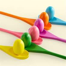 2/4/8件套鸡蛋勺子比赛游戏套装，木制鸡蛋平衡比赛接力游戏，趣味勺子平衡鸡蛋比赛游戏，适用于复活节寻蛋，户外草坪游戏，复活节礼物，生日礼物，派对游戏，单身派对用品，母亲节礼物，新娘送礼会用品，毕业派对用品，家庭聚会配件 - 彩色 - 查看 6