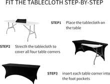 6 Pack Spandex Table Cover For 6FT Table Universal Fitted Stretch Tablecloth For Party, Banquet, Wedding And Events-Black - 黑與白 - 查看 8