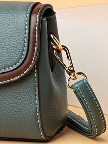 2024新款纯色复古女士手提包，奢华设计师款女士斜挎包，高品质柔软皮革女士钱包 - 藍色 - 查看 7