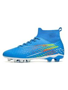 1 Pair Recommended New Soccer Shoes For Youth, Suitable For Daily Grass Soccer Training, Sports Matches, With TPU Cleats, Non-Slip, High-Top, Durable, Suitable For All Seasons - Blue - View 11