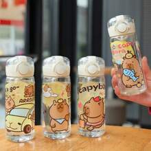 1pc Cute Hamster Plastic Water Bottle, 13.53 Oz - Leak-Proof With Straw, Round Shape, Suitable For Holidays And Daily Use, Designed For Christmas, Thanksgiving, Halloween And Other Festivals, Playful Design, Leak-Proof Bottle